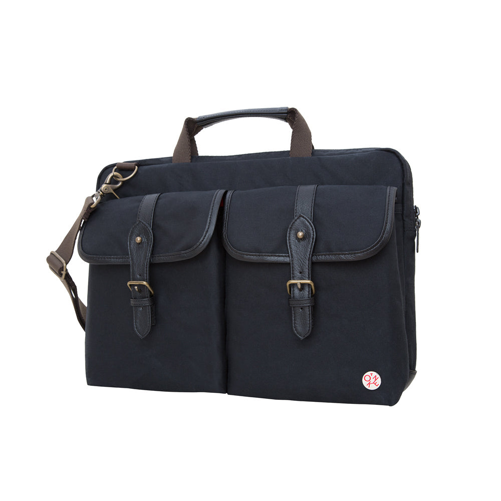 Waxed Knickerbocker Laptop Bag (15") BLK/BLK - Manhattan Portage
