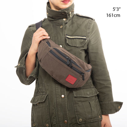 Waxed Nylon Alleycat Waist Bag Dark Brown - Manhattan Portage