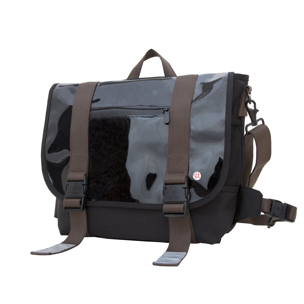 Lorimer Enamel Messenger Bag (M) Black - Manhattan Portage