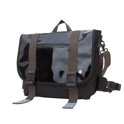 Lorimer Enamel Messenger Bag (M) Black - Manhattan Portage