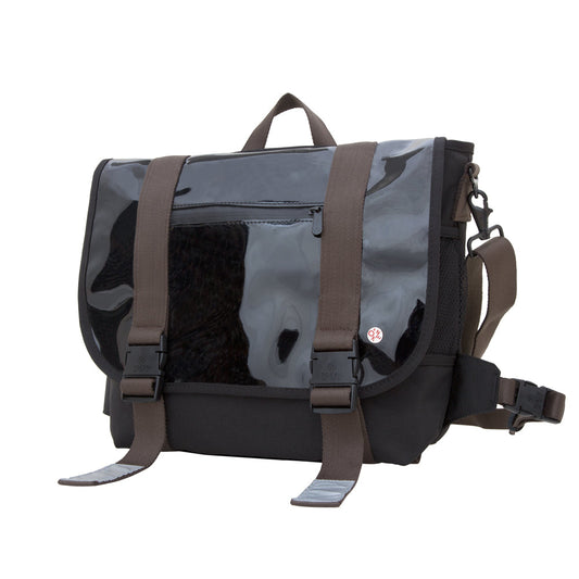 Lorimer Enamel Messenger Bag (M) Black - Manhattan Portage