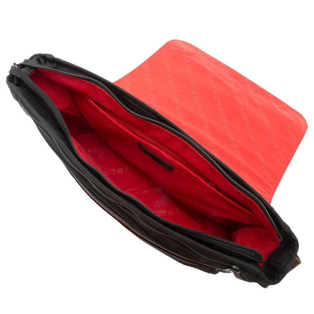 Waxed Nylon Sheridan Shoulder Bag (L) W/Back Zipper Black - Manhattan Portage