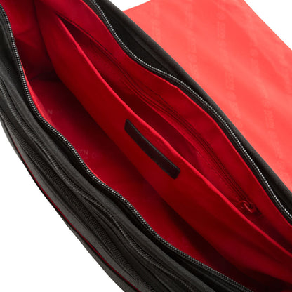 Waxed Nylon Sheridan Shoulder Bag (L) W/Back Zipper Black - Manhattan Portage