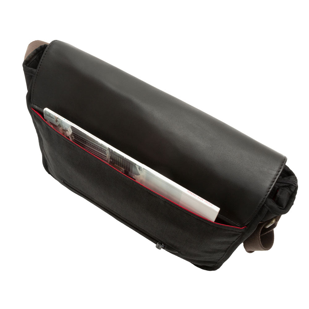 Waxed Nylon Sheridan Shoulder Bag (L) W/Back Zipper Black - Manhattan Portage