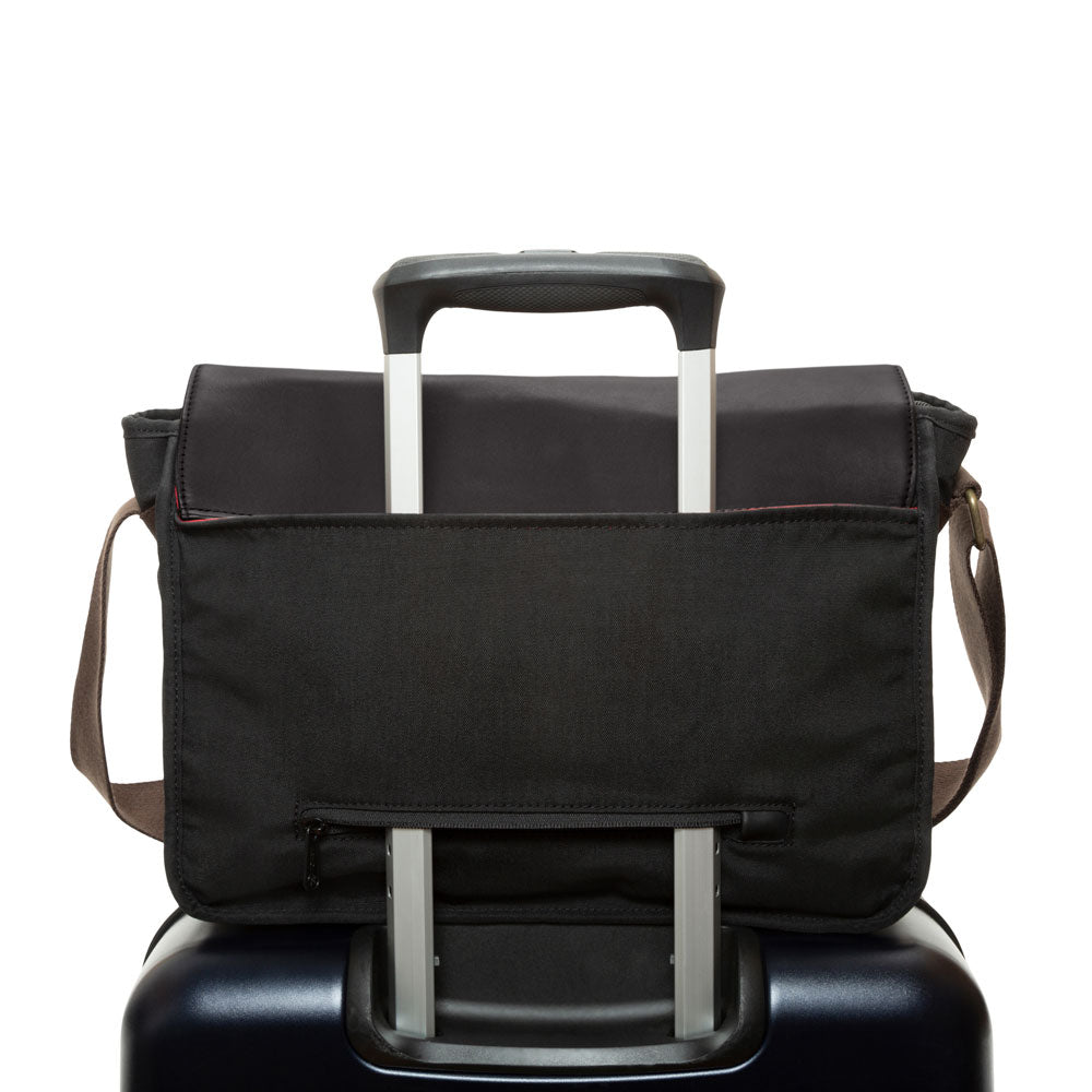 Waxed Nylon Sheridan Shoulder Bag (L) W/Back Zipper Black - Manhattan Portage