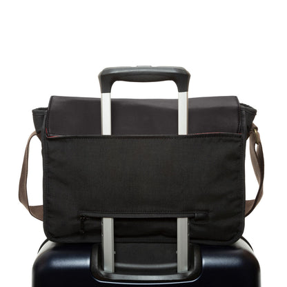 Waxed Nylon Sheridan Shoulder Bag (L) W/Back Zipper Black - Manhattan Portage