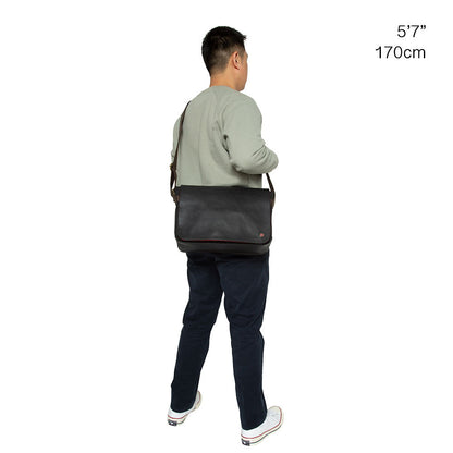 Waxed Nylon Sheridan Shoulder Bag (L) W/Back Zipper Black - Manhattan Portage