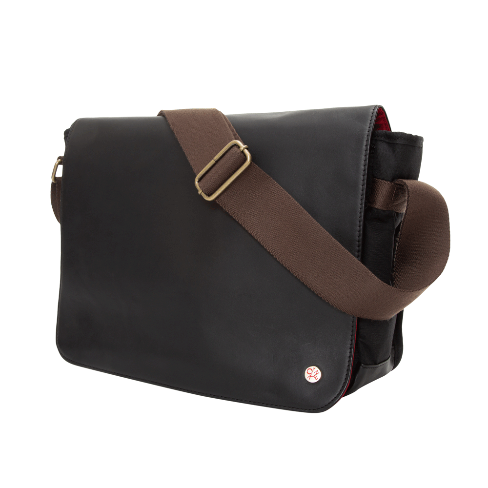Waxed Nylon Sheridan Shoulder Bag (L) W/Back Zipper Black - Manhattan Portage