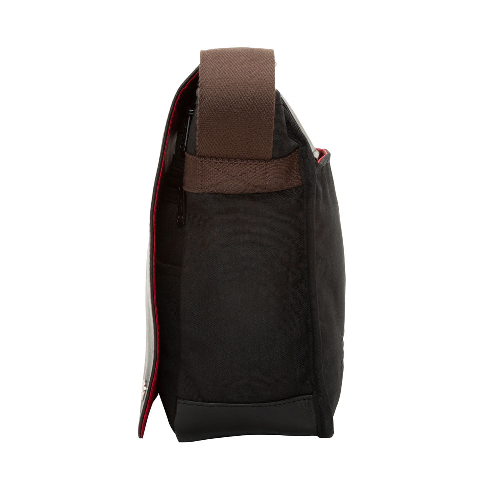Waxed Nylon Sheridan Shoulder Bag (L) W/Back Zipper Black - Manhattan Portage