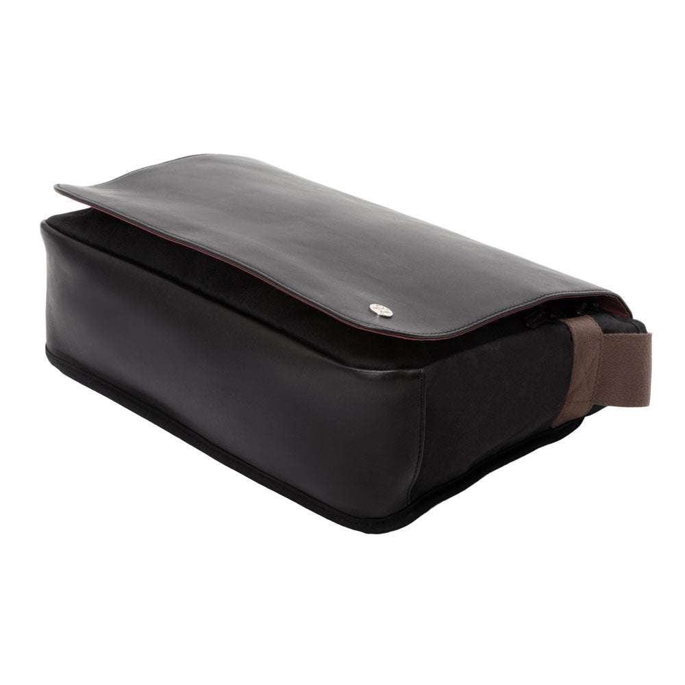 Waxed Nylon Sheridan Shoulder Bag (L) W/Back Zipper Black - Manhattan Portage