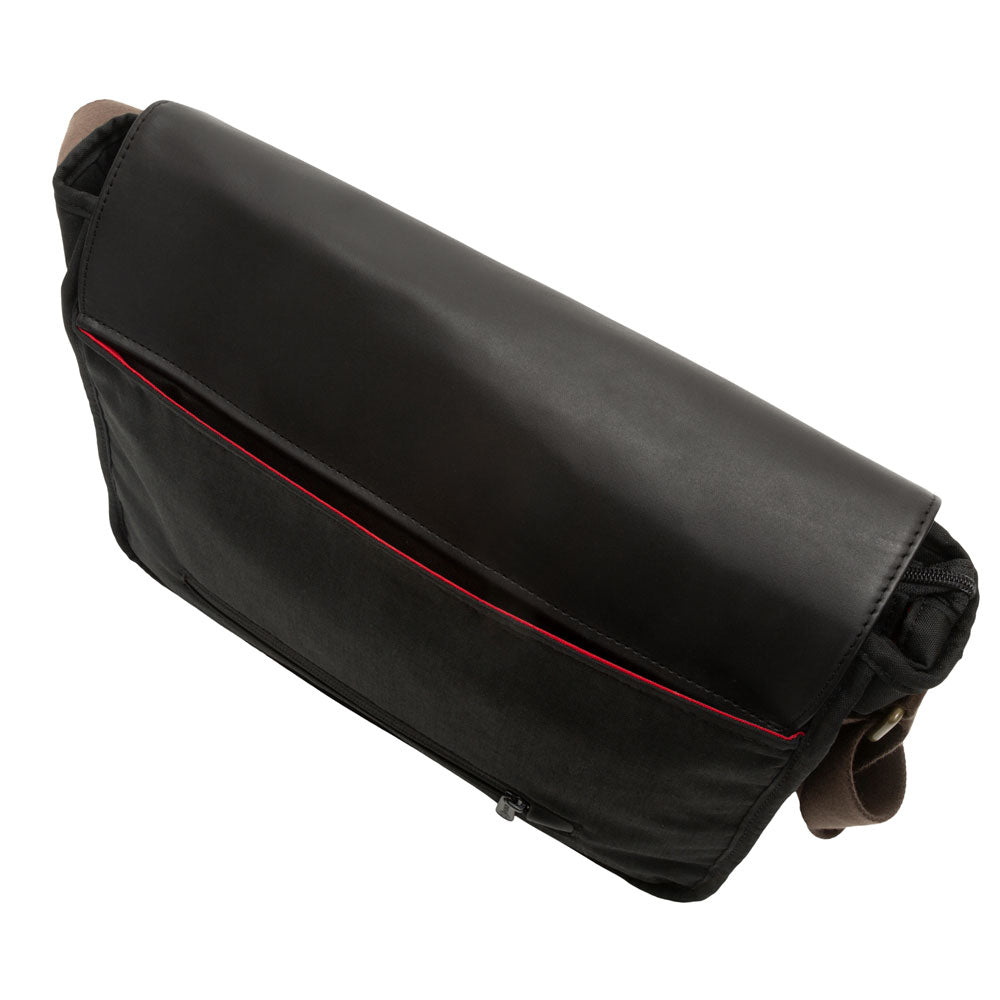 Waxed Nylon Sheridan Shoulder Bag (L) W/Back Zipper Black - Manhattan Portage