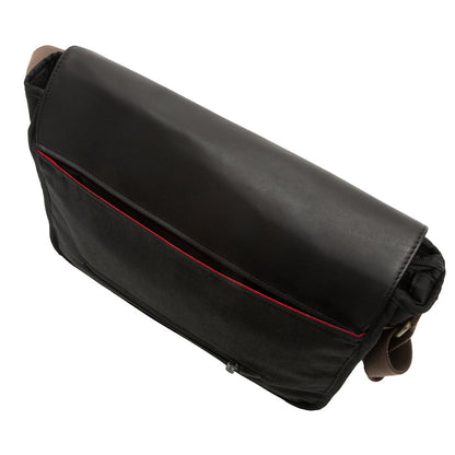 Waxed Nylon Sheridan Shoulder Bag (L) W/Back Zipper Black - Manhattan Portage