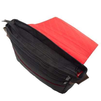 Waxed Nylon Sheridan Shoulder Bag (L) W/Back Zipper Black - Manhattan Portage
