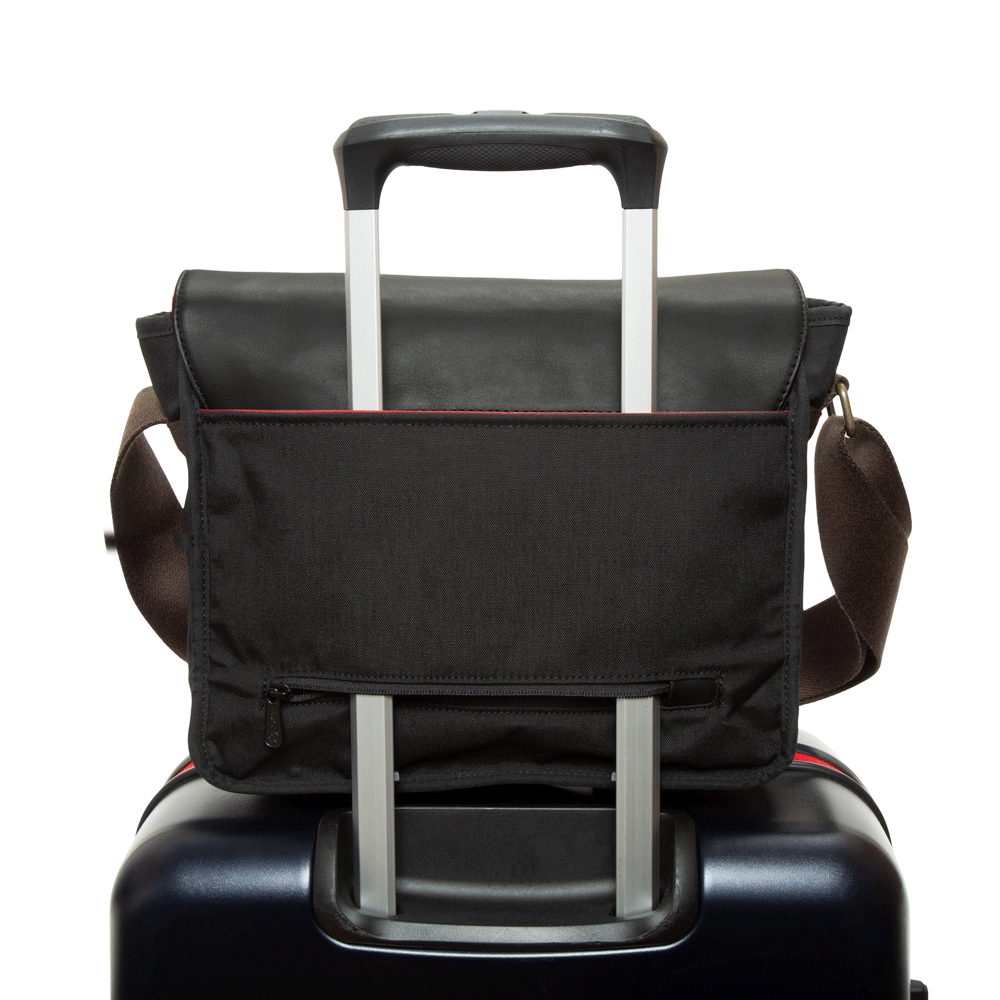 Waxed Nylon Sheridan Shoulder Bag (M) W/Back Zipper Black - Manhattan Portage