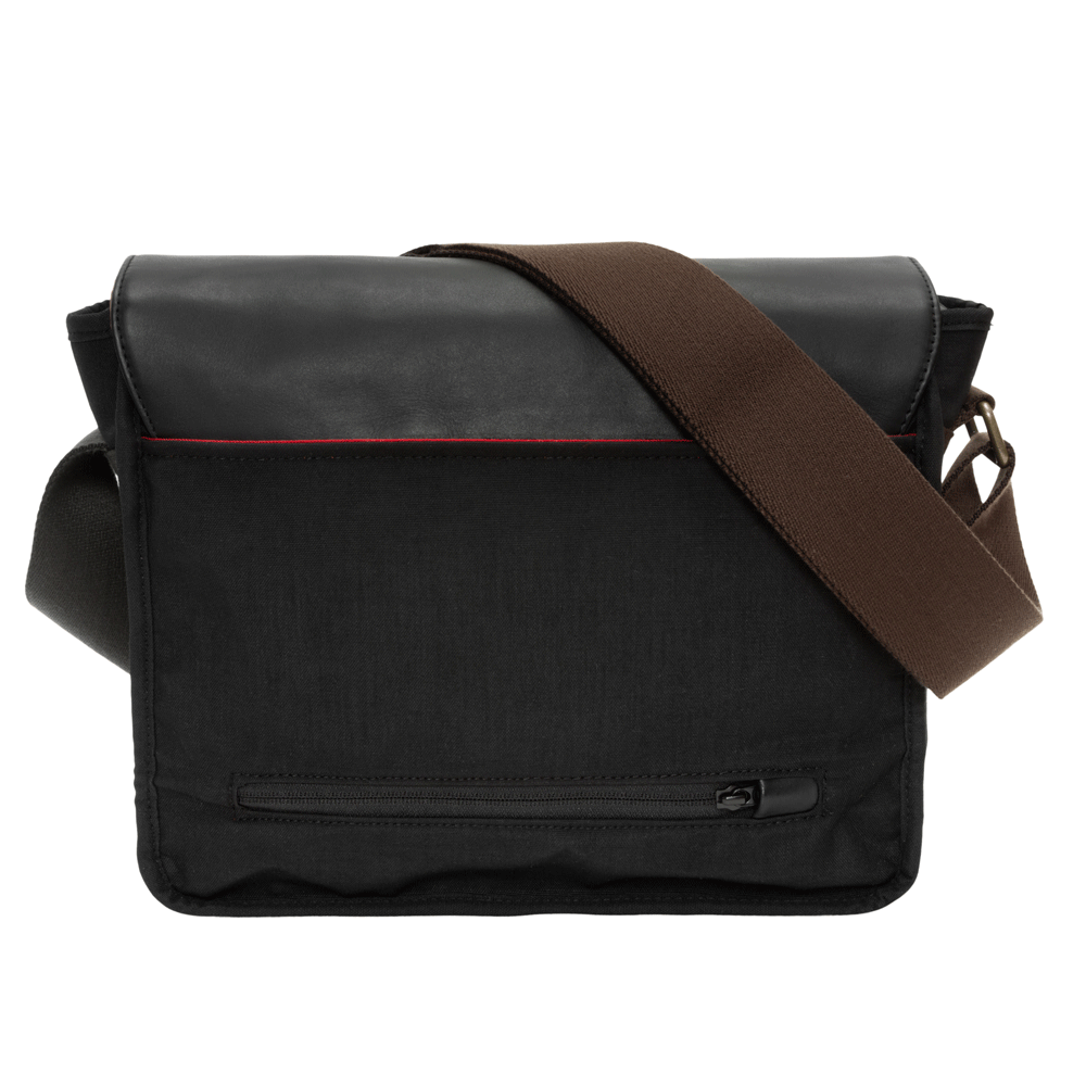 Waxed Nylon Sheridan Shoulder Bag (M) W/Back Zipper Black - Manhattan Portage