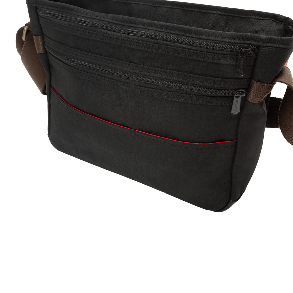 Waxed Nylon Sheridan Shoulder Bag (M) W/Back Zipper Black - Manhattan Portage