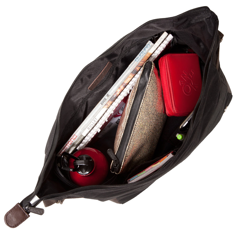 Riverside Waxed Shoulder Bag Black - Manhattan Portage