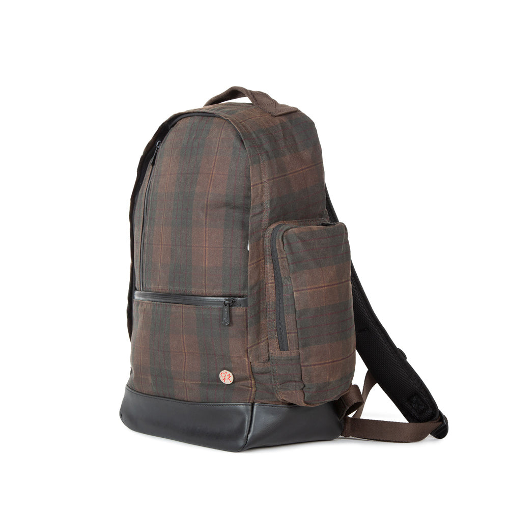 Waxed Halsey Backpack Plaid Dark Brown - Manhattan Portage
