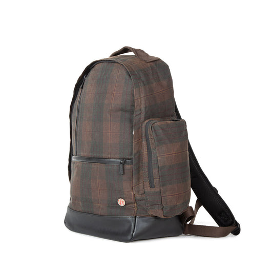 Waxed Halsey Backpack Plaid Dark Brown - Manhattan Portage