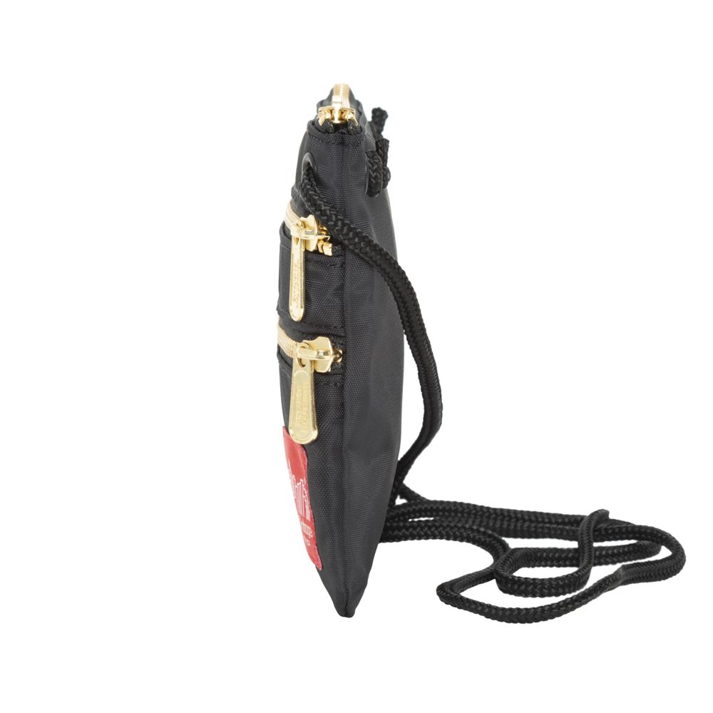 Triple Zipper Label Pouch With Woven Label (SM) BLK/GLD - Manhattan Portage