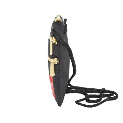Triple Zipper Label Pouch With Woven Label (SM) BLK/GLD - Manhattan Portage