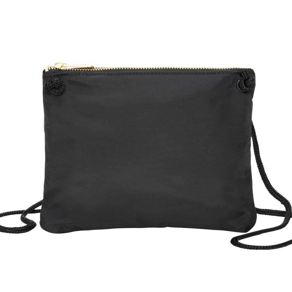 Triple Zipper Label Pouch With Woven Label (SM) BLK/GLD - Manhattan Portage