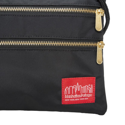 Triple Zipper Label Pouch With Woven Label (MD) BLK/GLD - Manhattan Portage