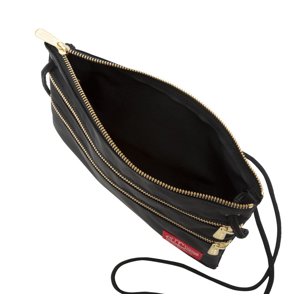 Triple Zipper Label Pouch With Woven Label (MD) BLK/GLD - Manhattan Portage