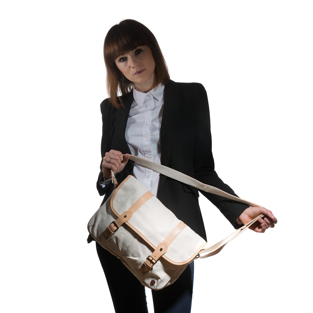 Ft. Greene Organic Shoulder Bag (L) Beige - Manhattan Portage