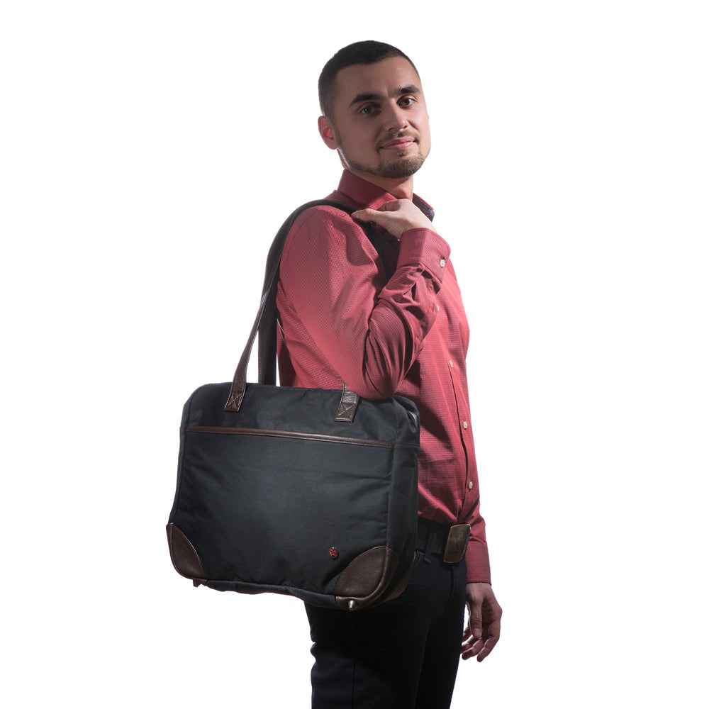 Hudson Waxed Shoulder Bag Black - Manhattan Portage